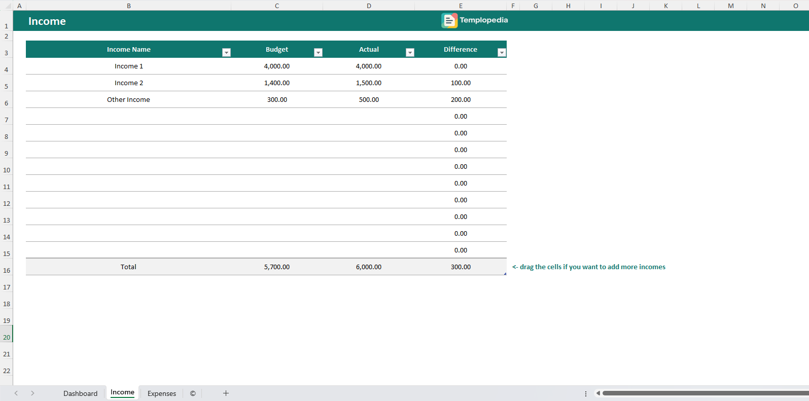 Free Monthly Budget in Excel